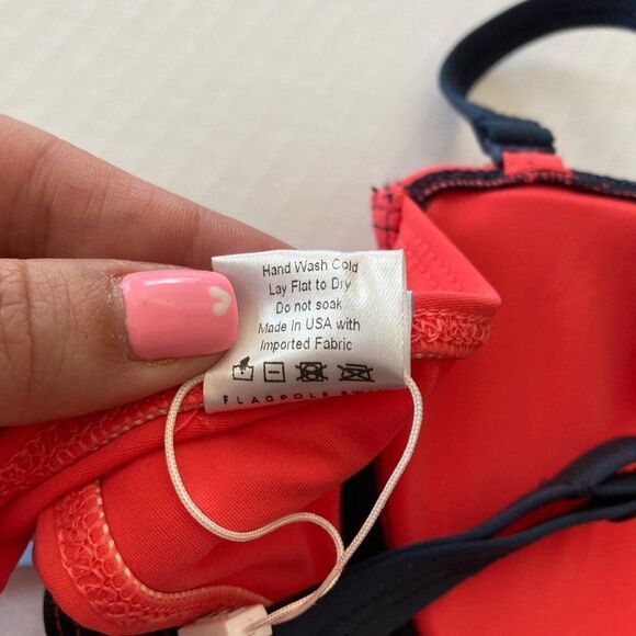 Flagpole NYC Electra 2 Piece Bikini Swimsuit Size XL Navy Pink Color Block - Picture 6 of 12